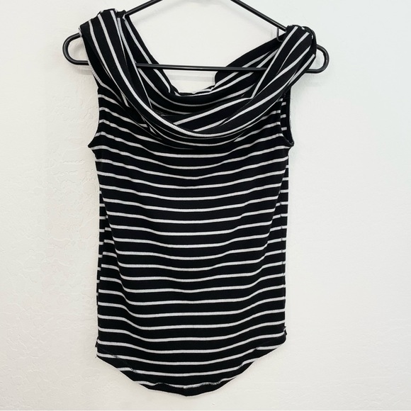 Free People Black and White Off-Shoulder Striped Blouse- L - Picture 10 of 13